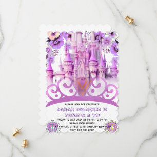 Editable Four ever a Princess 4th Birthday Invitat Save The Date