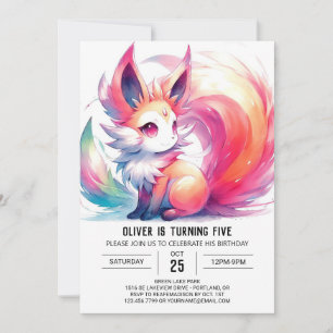 Editable Fox Birthday Invitation