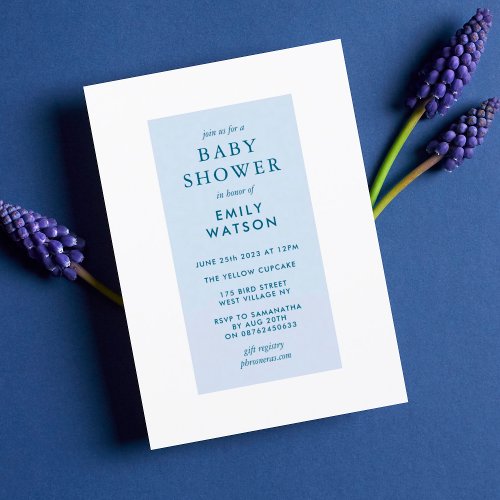 Editable Frame Blue on Blue Boy Baby Shower Invitation