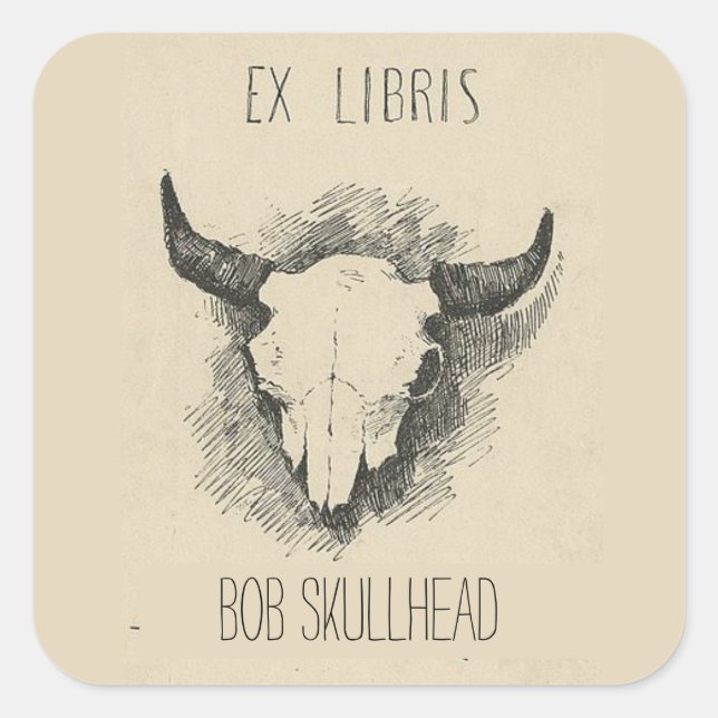 Editable Frederic Remington Cow Skull Bookplate (Front)
