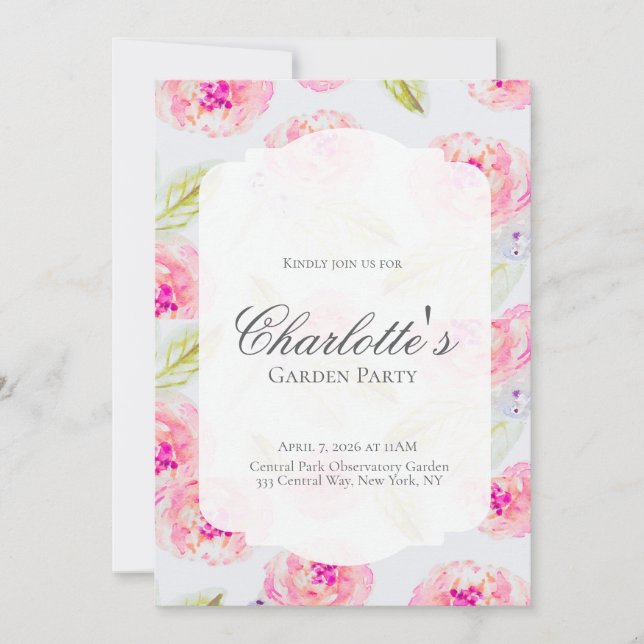 Editable French Garden Bridal Shower Invitation  (Front)