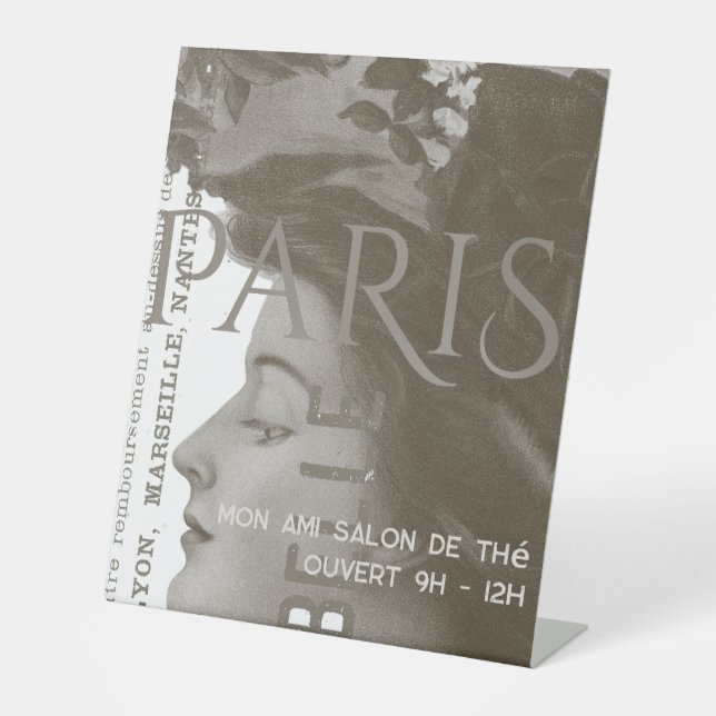 Editable French Paris Woman Business Shop or Salon Pedestal Sign (Front)