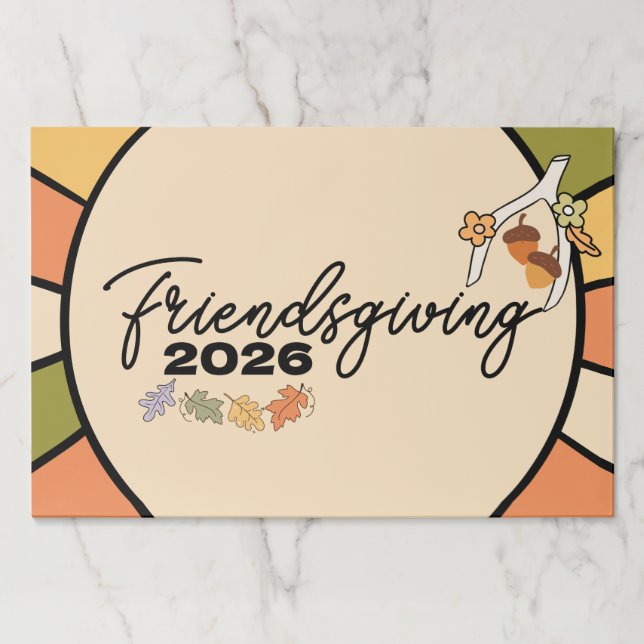 Editable Friendsgiving Paper Placemats (Front)
