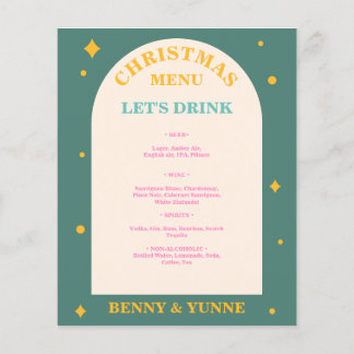 Editable, fun bright colors Christmas drinks menu