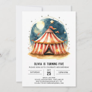 Editable Fun Tent Circus Birthday Invitation
