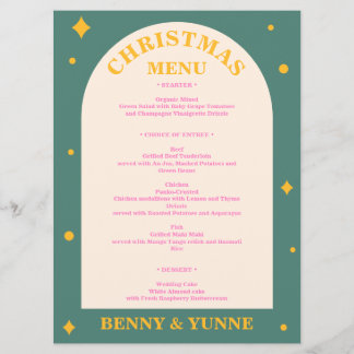Editable, fun with bright colors Christmas menu