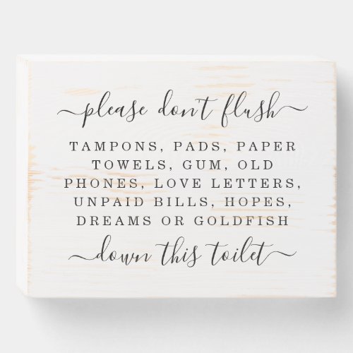 Editable Funny Bathroom Please Do Not Flush Quote Wooden Box Sign