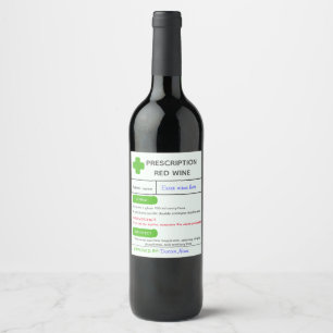 Editable funny prescription wine labels template
