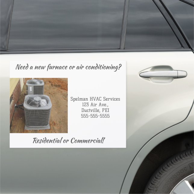 Editable Furnace Air Conditioning HVAC  Car Magnet (In Situ)