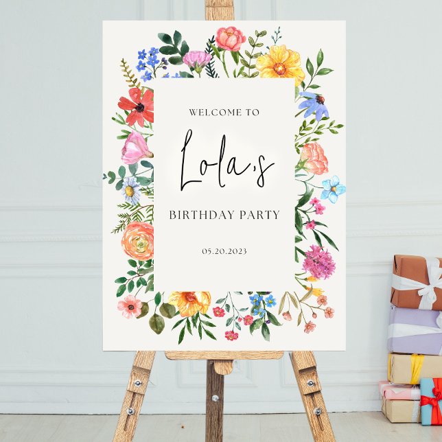 EDITABLE Garden Party Welcome Sign Watercolor Flor (Creator Uploaded)