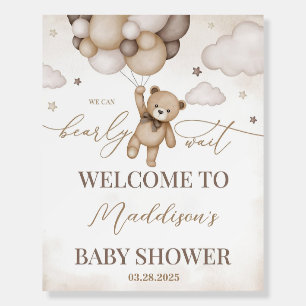 Editable Gender Neutral Bear Baby Shower Welcome Foam Board