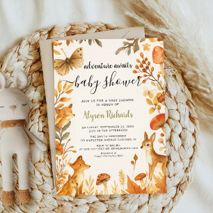 Editable Gender Neutral Fall Woodland Baby Shower Invitation
