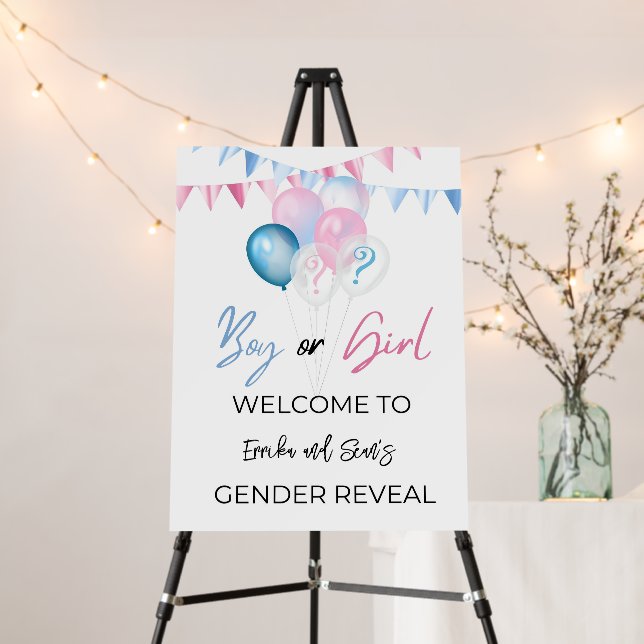 Editable Gender Reveal Welcome Sign, Baby Shower  Foam Board (In Situ (Stand))