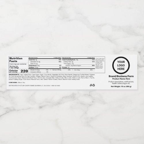 Editable Generic Prime Nutrition Facts Food Label