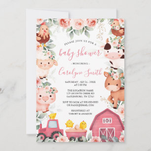 EDITABLE Girl Farm Baby Shower Invitation