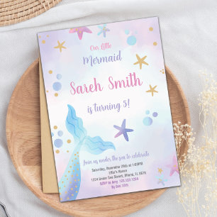 Editable Girls Ocean Party Card