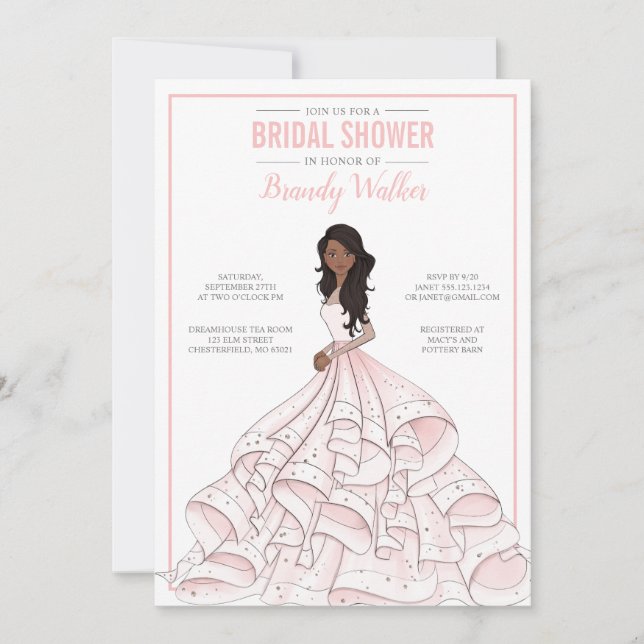 Editable Glam Bride Bridal Shower Invitation (Front)