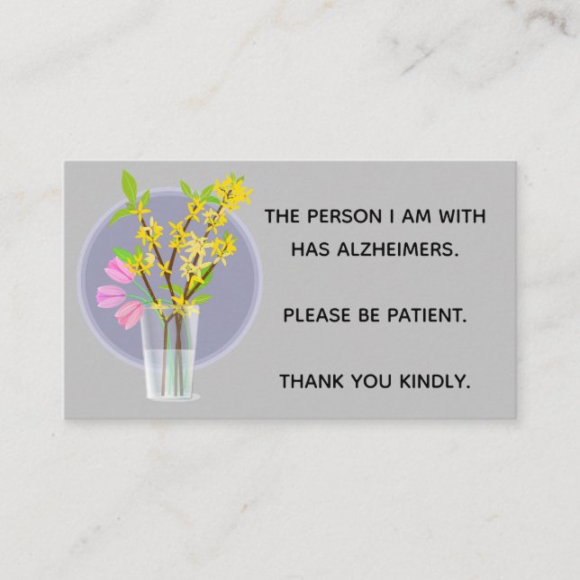 Editable Glass With Flowers Please Be Patient Card (Front)