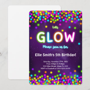 Editable Glow Birthday Invitation