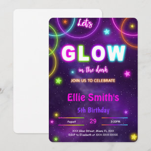 Editable Glow Birthday Invitation