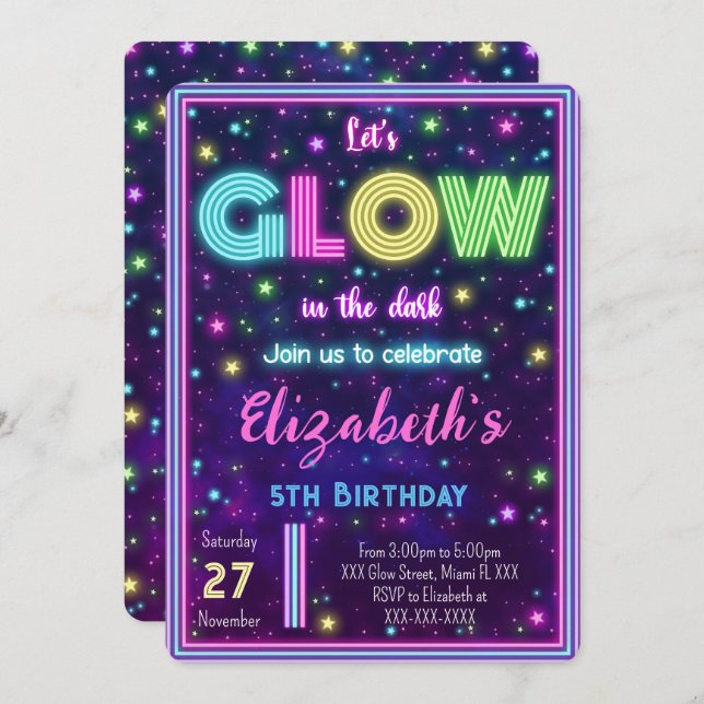 Editable Glow Invitation (Front/Back)