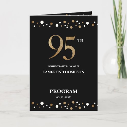 Editable Gold Black confetti 95th birthday program