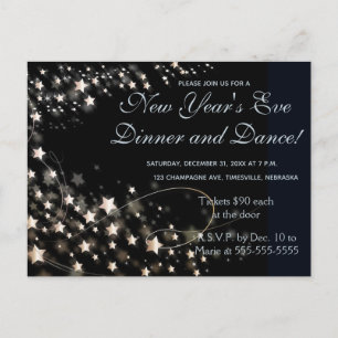 Editable Gold Floating Stars Invitation