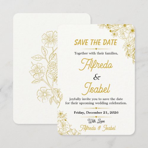 Editable Gold Floral Save The Date