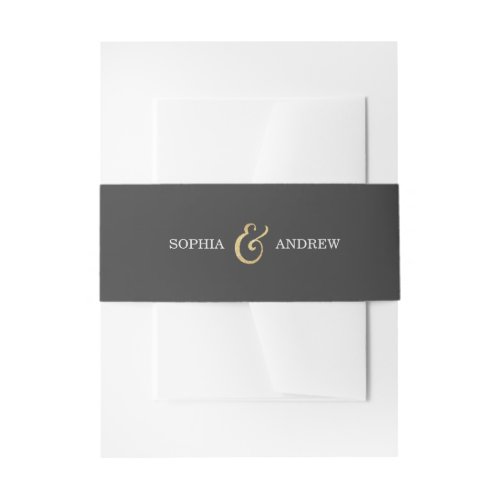 Editable gold glitter vintage wedding monogram invitation belly band