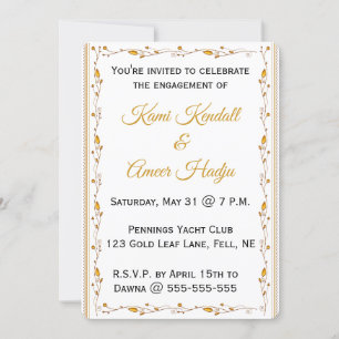 Editable Gold Leaf Vine Invitation