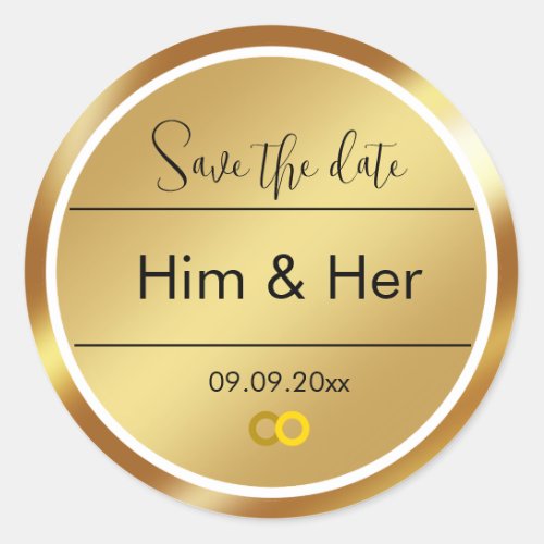 Editable Gold Save The Date Sticker
