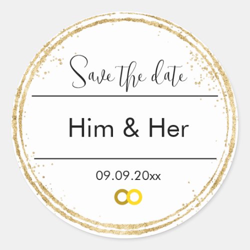 Editable Gold Save The Date Sticker