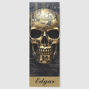 Editable Gold Skull and Circuit Board Name Bookmarks