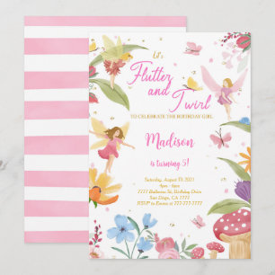 Editable Golden Fairy Birthday Party Invitation