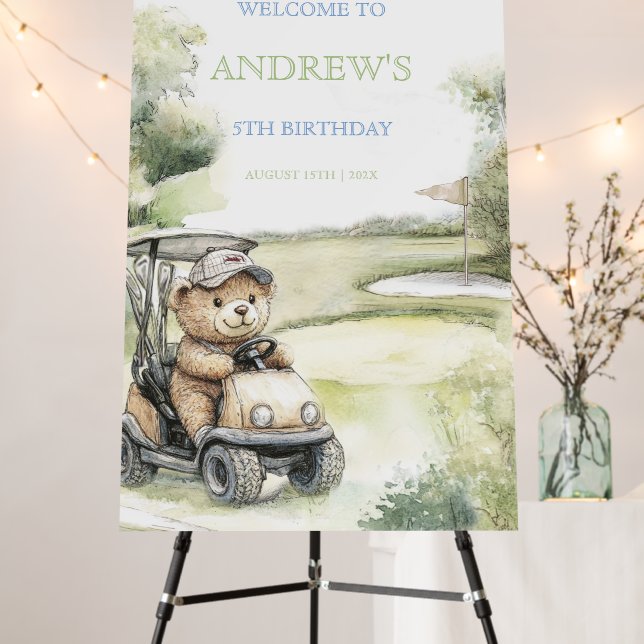 Editable Golf  Birthday Welcome Sign Template (In Situ (Stand))
