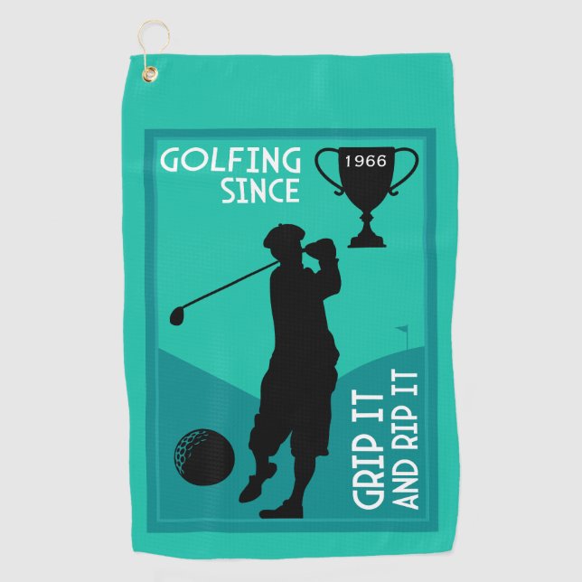 Editable Golfers Birthday Gift Golf Towel (Front)