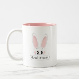 Editable Good Listener White Bunny & Monogram