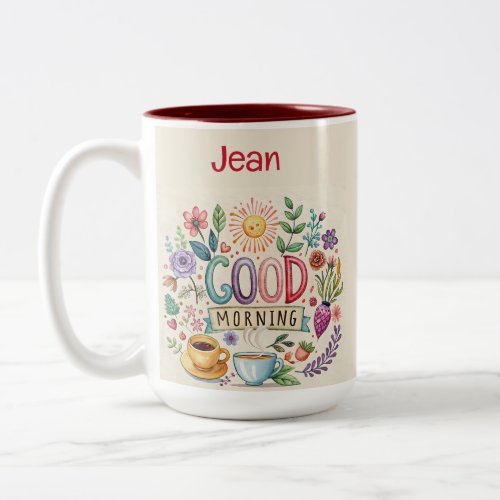 Editable Good Morning Name Two_Tone Coffee Mug