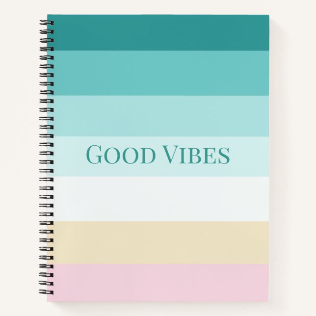 Editable Good Vibes Pastel Gradient Design Notebook (Front)
