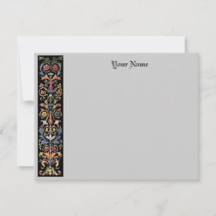 Editable Gothic Floral Illuminated Medieval Note Card