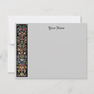 Editable Gothic Floral Illuminated Medieval Note Card