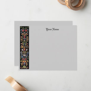 Editable Gothic Floral Medieval 4.25x5.5 Flat Note Card