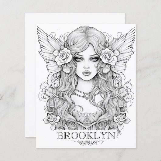 Editable Gothic Girl Coloring Page Paper Sheet (Front/Back)