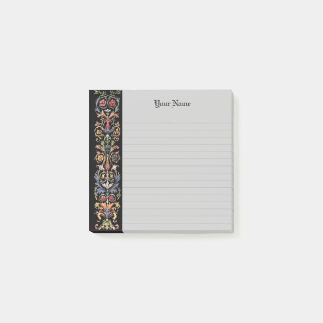 Editable Gothic Illuminated Medieval Lined Post-it Notes (Front)
