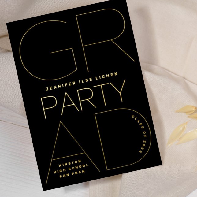 Editable GRAD PARTY | Class of 2024 Gold Pressed Foil Invitation (Creator Uploaded)