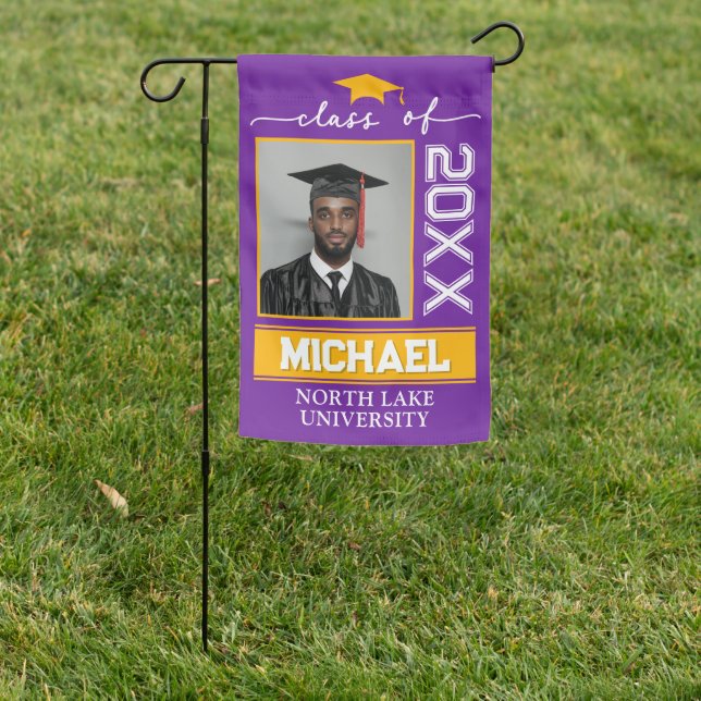 Editable Graduation Garden Flag Photo Name School (In SItu)