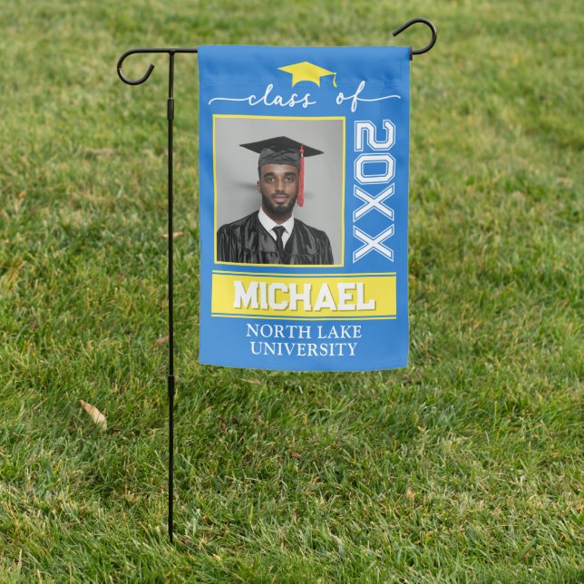 Editable Graduation Garden Flag Photo Name School (In SItu)