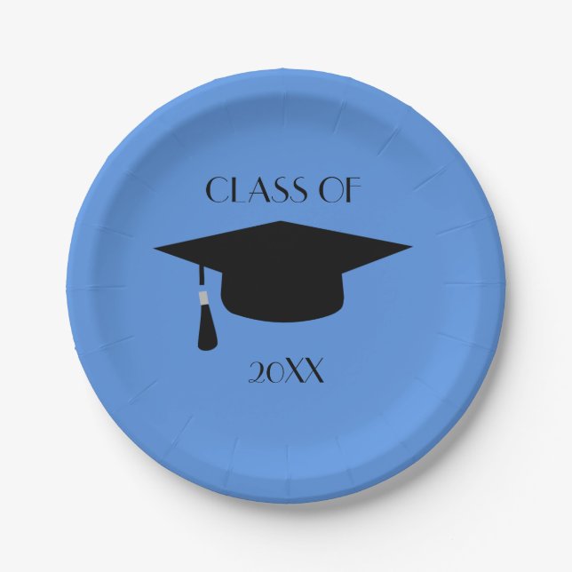 Editable Graduation Hat Paper Plates (Front)