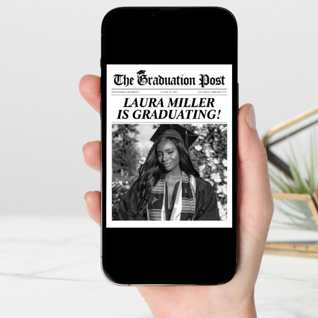 Editable Graduation Newspaper Announcement Invite (Front Digital)