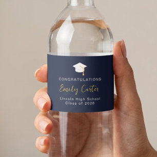Editable Graduation Water Bottle Food Drink Labels
